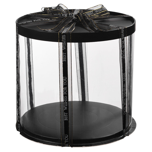 Cake star dortový box černý kulatý 31x34cm - bez stuhy