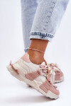 Dámské módní sportovní boty šněrované béžovo-růžové Chillout! 38