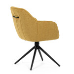 Židle jídelní a konferenční, žlutá látka, černé kovové nohy, otočný mechanismus