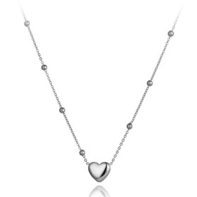 Ocelový náhrdelník Alejandra - chirurgická ocel, srdce, Stříbrná 40 cm + 5 cm (prodloužení)