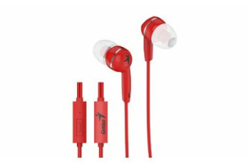 GENIUS sluchátka HS-M320 červená / s mikrofonem / 4pin 3.5mm jack (31710005415)