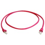 Telegärtner 100008496 RJ45 síťové kabely, propojovací kabely CAT 6A S/FTP 2.5 m červená samozhášecí, S průchodkou chránící proti zlomení 1 ks