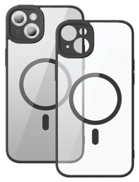 Pouzdro Baseus Frame Transparent Magnetic Case and Tempered Glass set for iPhone 14 Plus černé