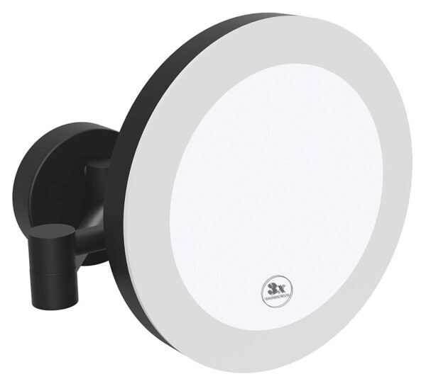 SAPHO - X-ROUND BLACK kosmetické zrcátko závěsné LED, Ø 200, černá mat XR016B
