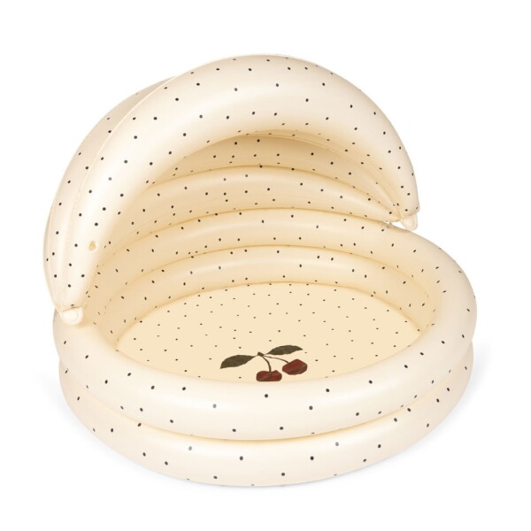 Konges Sløjd Nafukovací bazén se stříškou Navy Dots Ø 110 cm, krémová barva, plast