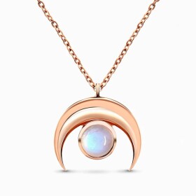 Royal Fashion náhrdelník 14k zlato Vermeil GU-DR17174N-ROSEGOLD-MOONSTONE