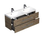 Koupelnová skříňka s dvojumyvadlem SAT Cube Way 120x40 cm dub wellington CUBE2120ZDW CUBE2120ZDW