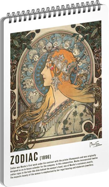 Spirálový blok Alfons Mucha Zodiac, linkovaný