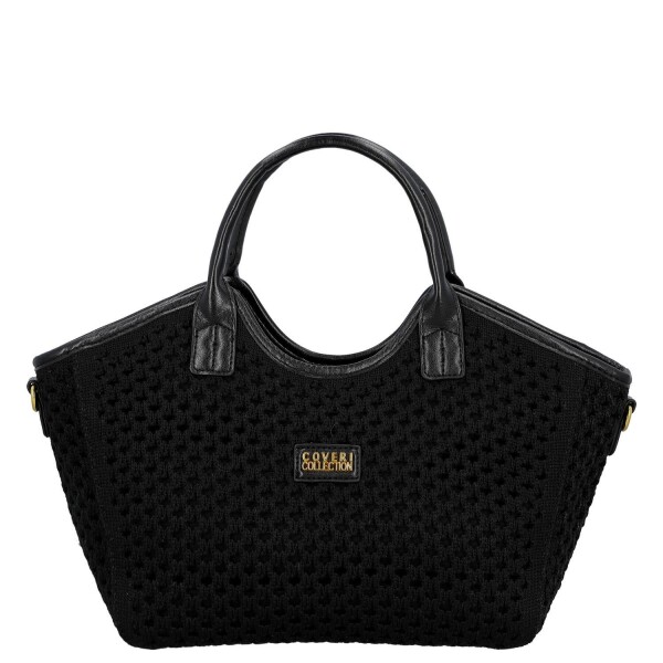 Stylová dámská háčkovaná kabelka do ruky Coveri Maggie, černá