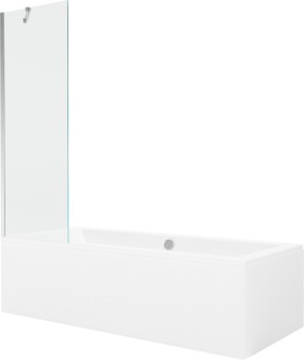 MEXEN/S - Cube obdélníková vana 180 x 80 cm s panelem + vanová zástěna 60 cm, transparent, chrom 550518080X9506000001