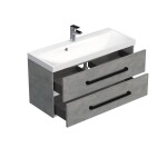 Koupelnová skříňka s černou úchytkou a umyvadlem SAT Cube Way 100x53x40 cm beton mat CUBE2C100ZBE CUBE2C100ZBE