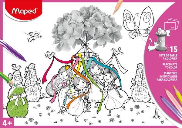 Maped Maped, Sets de table, omalovánkové papírové prostírání, tanečnice, 15 ks