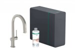 HANSGROHE - Aqittura M91 Dřezová baterie s výsuvnou koncovkou, SodaSystem, sBox, vzhled nerezu 76836800