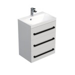 Koupelnová skříňka s černou úchytkou a umyvadlem SAT Cube Way 60x76,5x40 cm bílá lesk lesk/mat CUBE2C603BL CUBE2C603BL