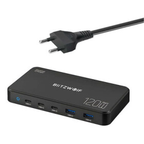 BlitzWolf Síťová nabíjecí stanice 5v1 černá / 120W / 2xUSB-A / 3xUSB-C (BW-i100)