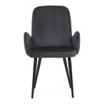 Židle jidelní, šedá látka, černá kovová noha