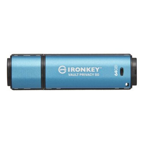 Kingston IronKey Vault Privacy 50 64GB modrá / Flash Disk / USB 3.0 / čtení: až 250MBs / zápis 180MBs / 256bit AES (IKVP50/64GB)