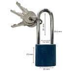 Zámek visací ocelový, 25 mm, prodloužený