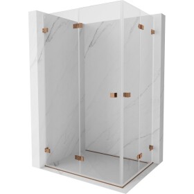 MEXEN/S - Lunar-F Duo sprchový kout skládací dveře 100 x 90, transparent, růžové zlato 836-100L-090P-60-00