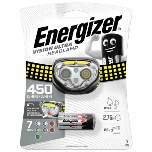 Energizer Headlight Vision Ultra 450lm / čelová svítilna / Dosvit: až 85 metrů / 3xAAA (7638900424478)