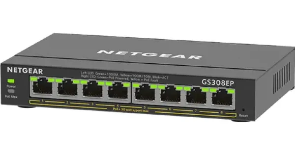 Netgear GS308EP / Switch / 8x Gigabit LAN / PoE+ / 100W / Managed (GS308EP-100PES)