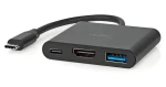 Nedis USB-C adaptér 3v1 černá / Adaptér / USB 3.2 Gen 1 / HDMI výstup 4K/30Hz / 5 Gbps / 0,10 m (CCGB64770BK01)