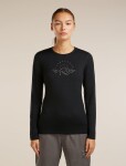 Dámské merino triko dlouhý rukáv ICEBREAKER Wmns Merino 200 Oasis LS Crewe Sunrise Summit, Black velikost: XS