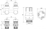 MEXEN/S - G02 středová termostatická souprava pro radiátor DN50, úhlová 1/2"x3/4", nikl W911-012-928-01