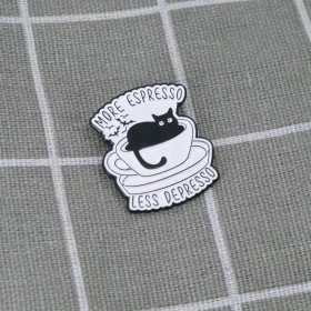 Pinarna.cz Černá kočka v hrníčku - More espresso less depresso / Více espressa, méně depressa