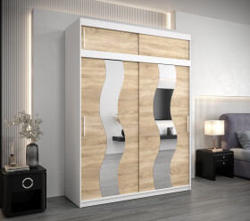 Šatní skříň Abi Se s nástavcem Barva korpusu: Bílá, Rozměry: 150 cm, Dveře: Dub sonoma