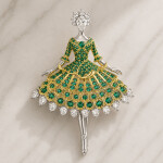 Brož Swarovski Elements Clotilda - baletka, Stříbrná