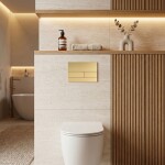 REA - Podomítkový Instalační Set Slim 024N pro WC s Tlačítkem T Brush Gold KPL-E1055