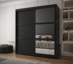 Šatní skříň Abi Miror 3 Barva korpusu: Černá, Rozměry: 180 cm, Dveře: Černá