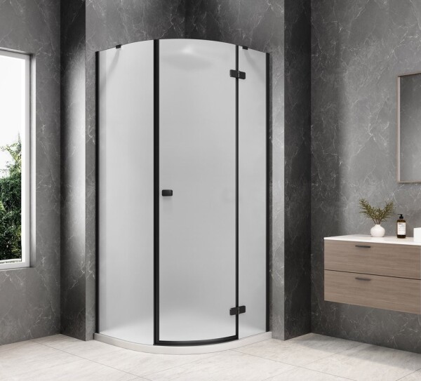 POLYSAN - GLOBE BLACK čtvrtkruhový sprchový kout 800x800, matné sklo, pravé GB2680MRB