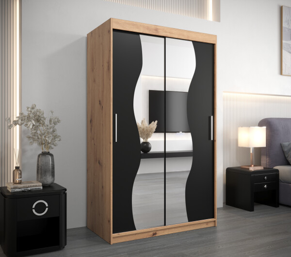 Šatní skříň Abi Mr Dveře: Dub artisan, Rozměr: 120 cm, Korpus: Černá
