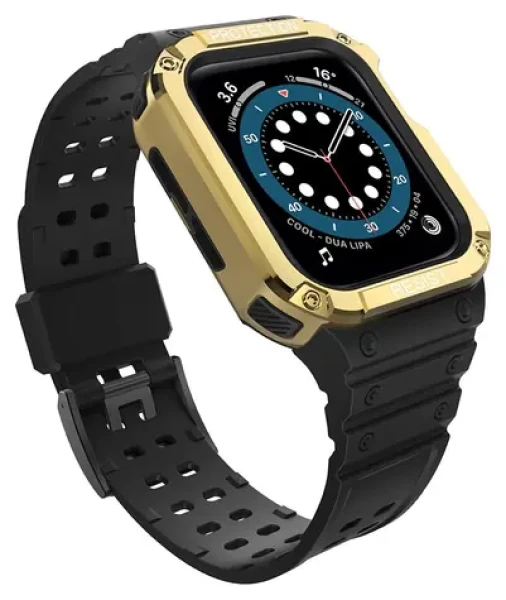 Hurtel Protect Strap Band černá/zlatá / Řemínek / Apple Watch 42/44/45 mm / pancéřový