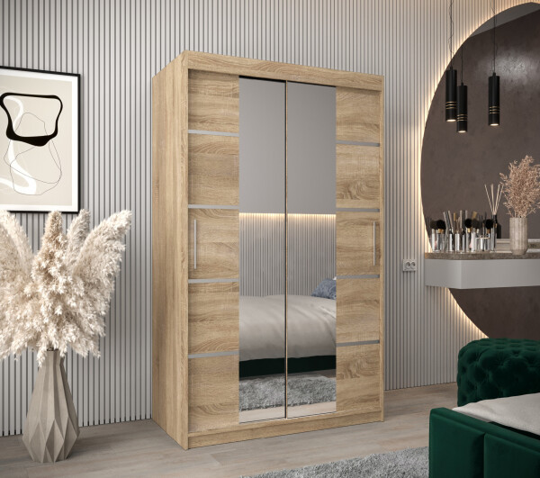 Šatní skříň Abi V4 Barva korpusu: Dub Sonoma, Rozměry: 120 cm, Dveře: Dub sonoma