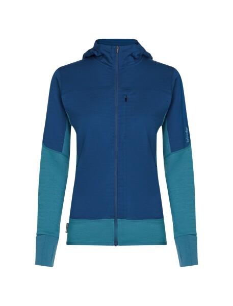 ICEBREAKER Wmns 300 RealFleece Descender LS Zip Hood, Topaz/Atlantis/Cb velikost: S