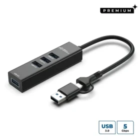 MicroConnect Premium USB 3.0 Hub 4-portový černá / USB hub / 4x USB 3.0 (USBHUB4-2IN1)