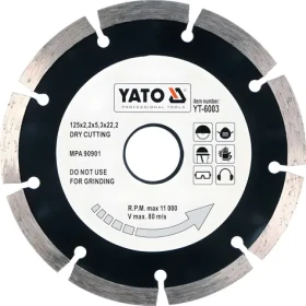 YATO Kotouč diamantový řezný 125 mm / Řezný kotouč / 125 x 22,2 x 2,2 mm