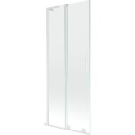 MEXEN/S - Velar L dvoukřídlá posuvná vanová zástěna 85 x 150, transparent, bílá 896-085-003-01-20