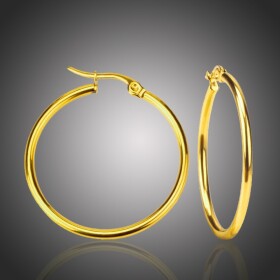 Ocelové náušnice Noema Gold - kruhy, chirurgická ocel, průměr 6 cm, Zlatá 6 cm