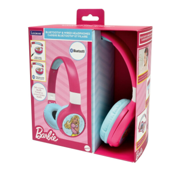 Lexibook 2v1 bluetooth skládací sluchátka Barbie s limitem hlasitosti