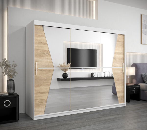 Šatní skříň Abi Ma Barva korpusu: Bílá, Rozměry: 250 cm, Dveře: Dub sonoma
