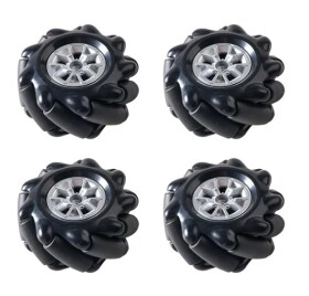 Robotická Mecanum kola 60 mm – sada 4 všesměrných kol, černá (6.7 mm náboj)