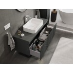 MEXEN/S - Rivel koupelnová skříňka pod umyvadlo 120 cm s deskou, 1 šuplík, reliéf , grafit mat 91A20-12047-1-BFC66