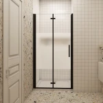 H K Sprchové dveře MELODY BLACK LINE B8 80 cm, zalamovací, 80–82 × 195 cm