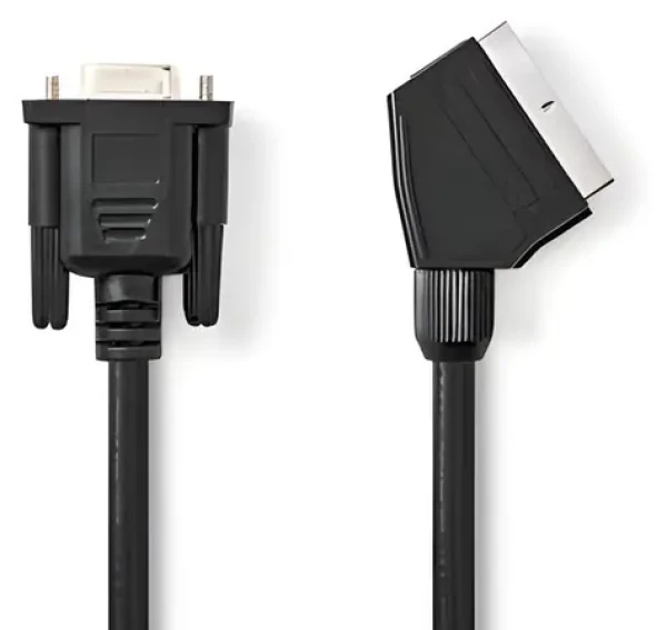 Nedis SCART - VGA kabel černý / Kabel / SCART (M) - VGA (F) / Poniklované konektory / 2 m / 480p (CVGL31550BK20)