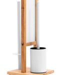 REA - Bambusový koupelnový stojan na toaletní papír a štětku White 321502 HOM-04000