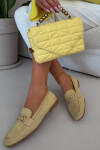 Dámské Mokasyny Loafersy s Ozdobným Prvkem Žluté Evelora 39